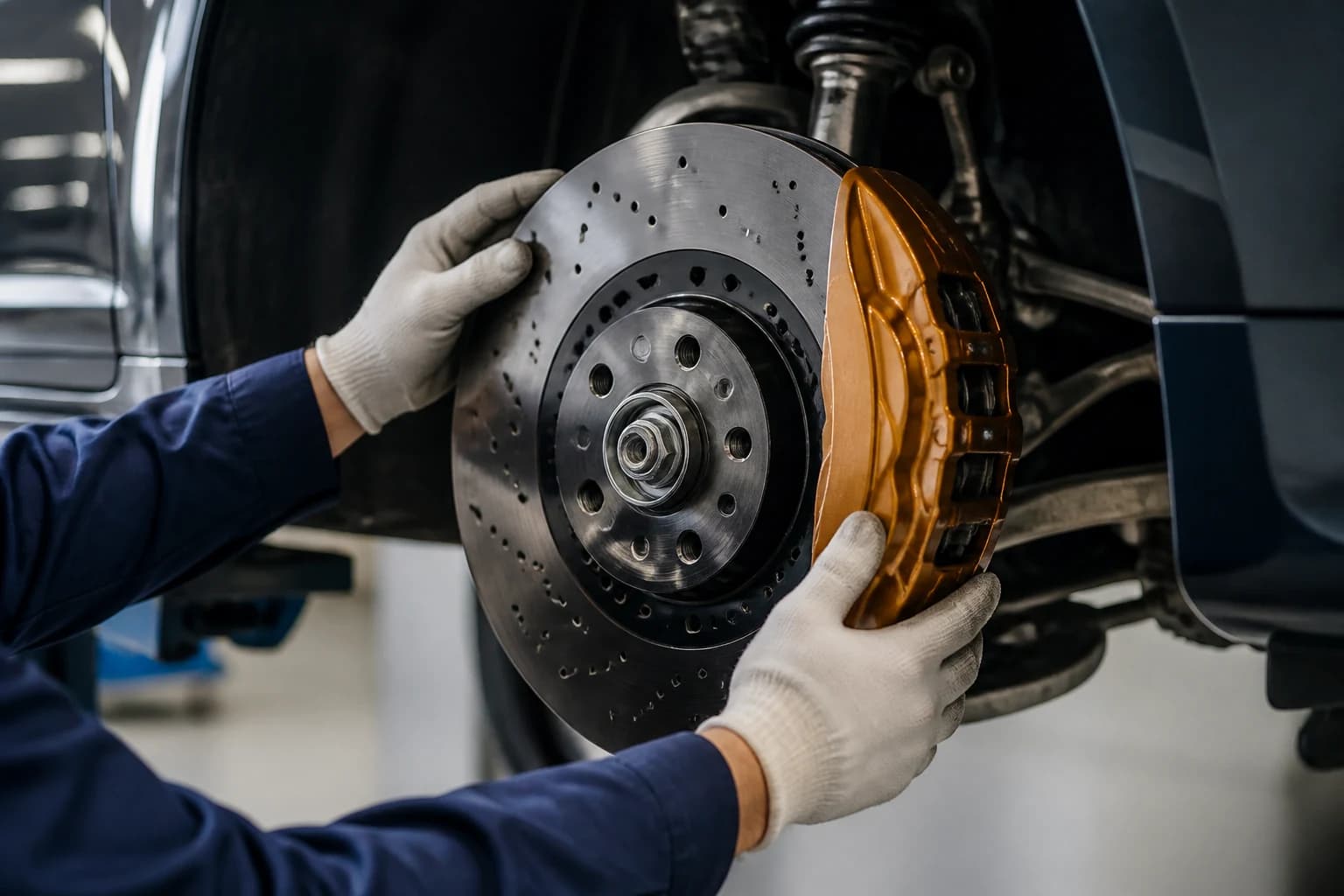 Brake service and workshop detail shots