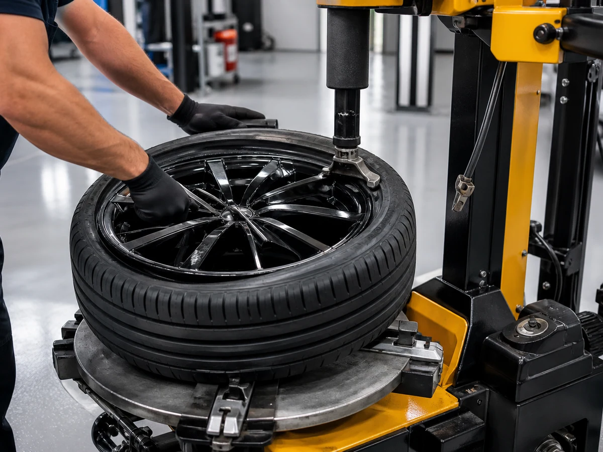 Tire mounting and wheel service in the garage